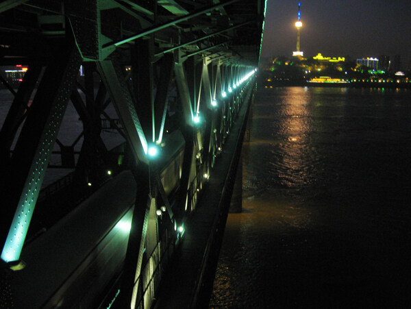 武汉长江大桥夜景图片