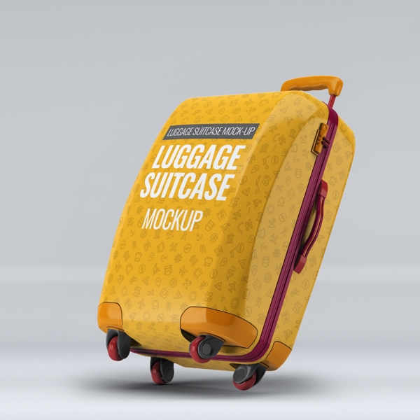 黄色拉杆行李箱样机