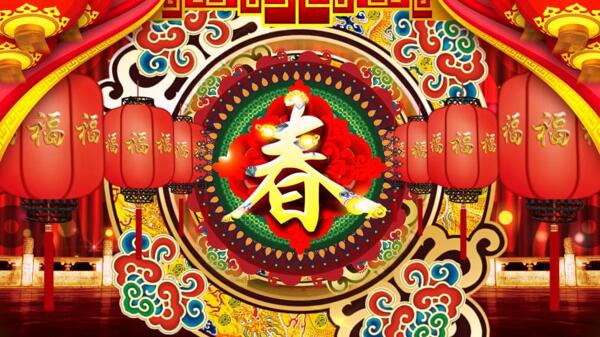 喜庆中国红节日背景循环视频素材