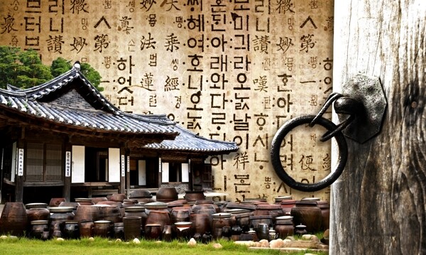 韩国民俗风情特色房屋罐子影骑韩国实用设计分层源文件PSD源文件