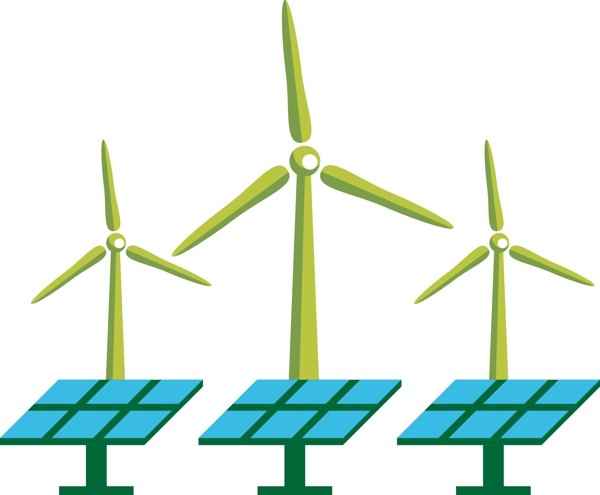 矢量环保风力发电与太阳能发电元素