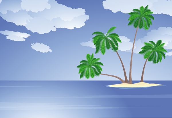 热带岛屿的椰子树矢量