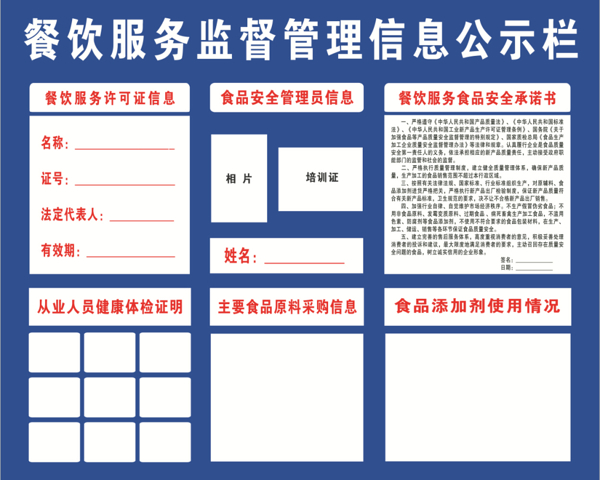 餐饮监督公告栏