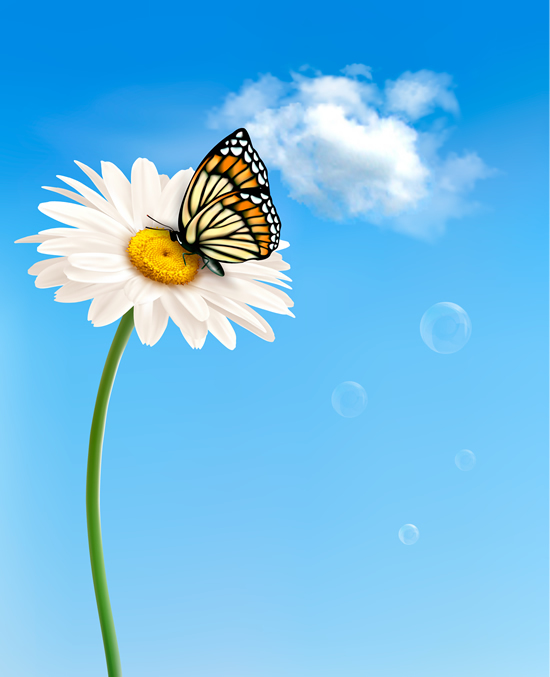 蝴蝶与花朵矢量素材