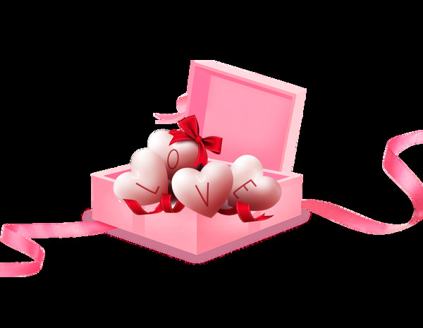 粉色浪漫礼盒装饰素材