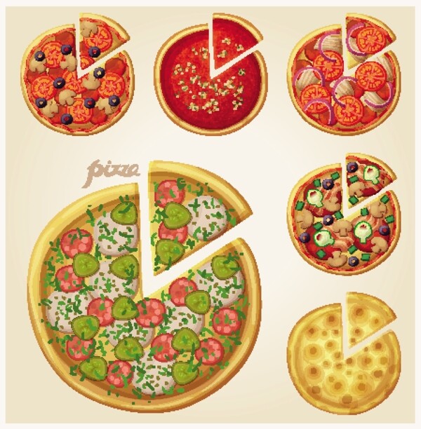 美味披萨快餐设计矢量