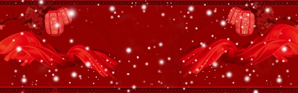 红丝带新年中国风红anner背景