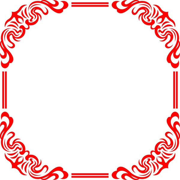 红色欧式宫廷花纹不规则正方形海报边框