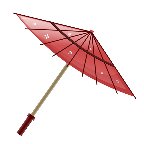 红色立体雨伞插图