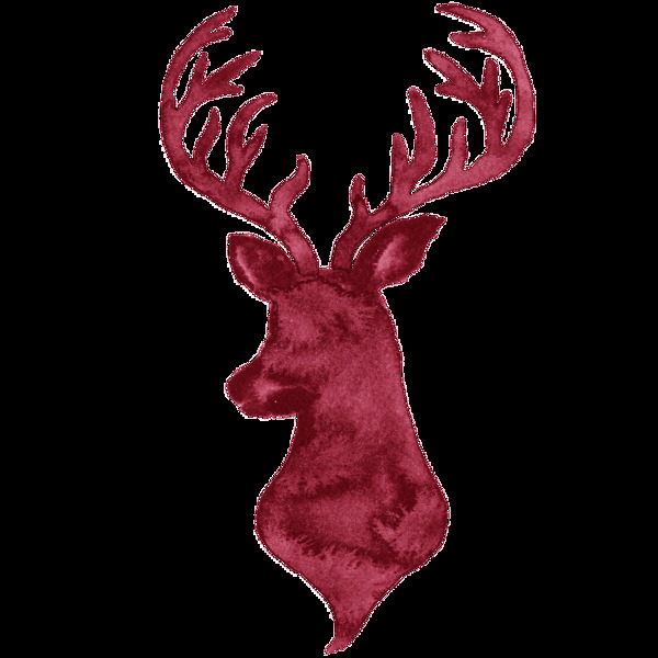暗红色手绘动物阴影圣诞节透明装饰素材
