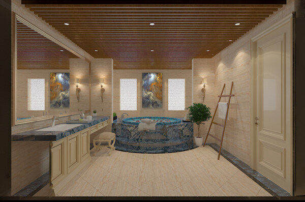 欧式别墅SPR浴室浴缸