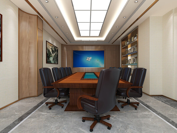 现代地产办公室领导会议室效果图图片