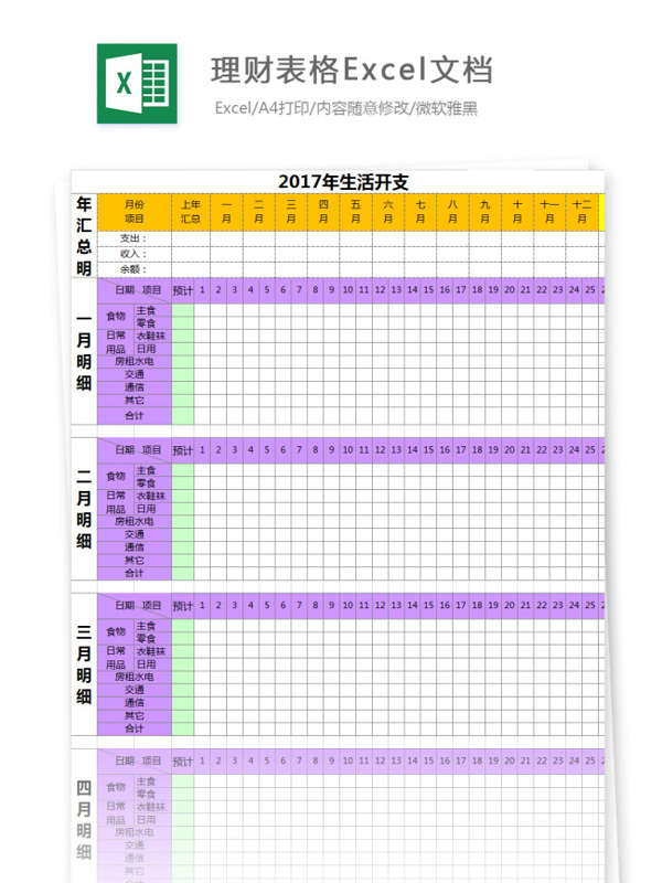 理财表格Excel图表