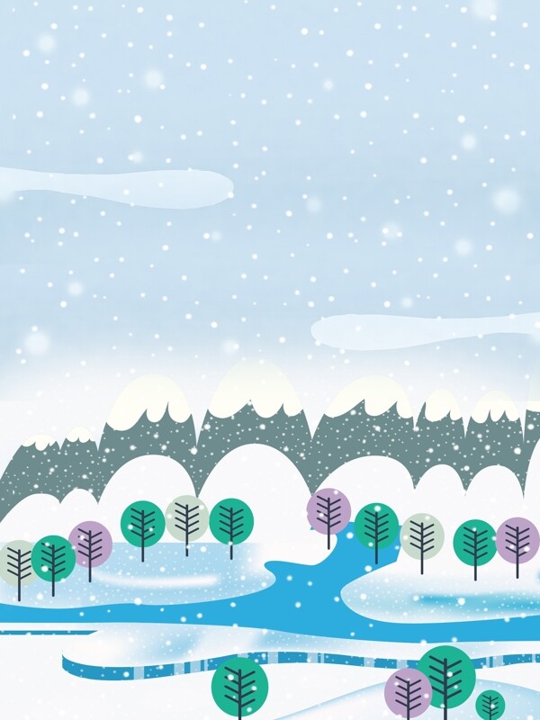 彩绘大雪节气背景设计