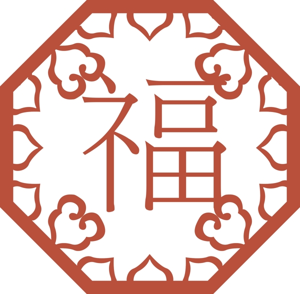 简约大气中国红福字窗花背景素材底纹元素