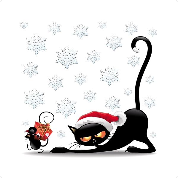 圣诞黑猫老鼠图片
