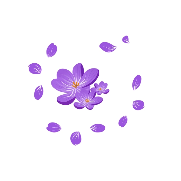 漂浮花瓣素材紫色手绘小清新