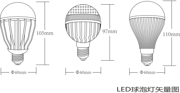 led球泡灯矢量图图片