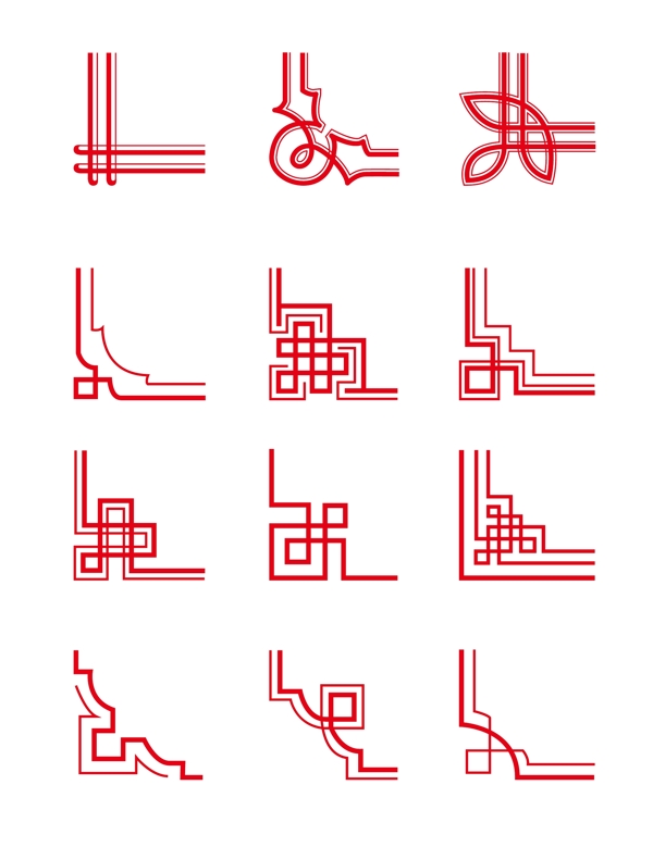 中国红喜庆新年古典回形纹边框
