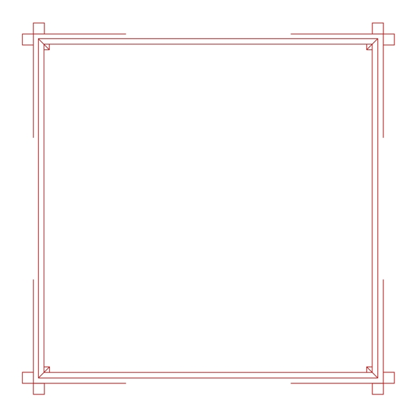 手绘红色传统边框装饰图案