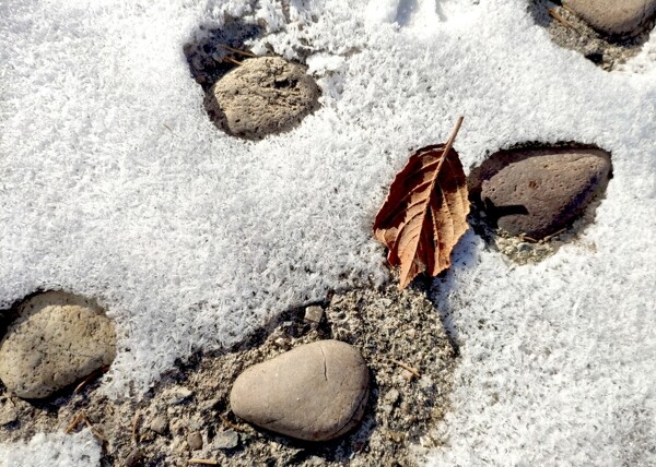 雪地石头图片