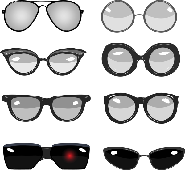各种眼镜插图矢量素材
