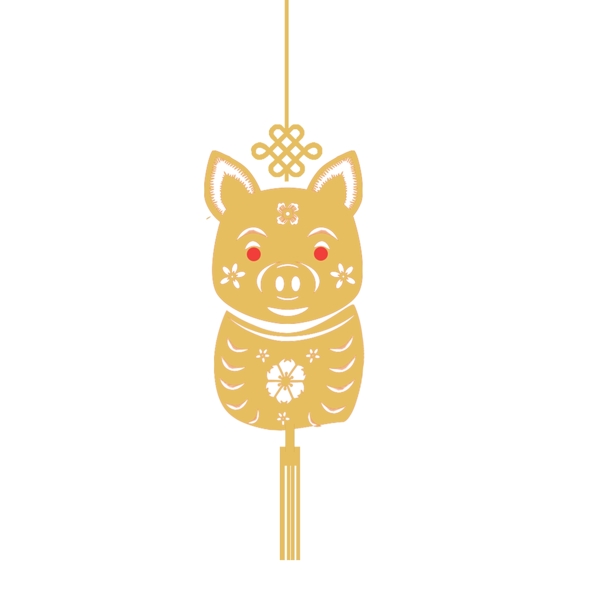 金色2019猪年中国结元素设计
