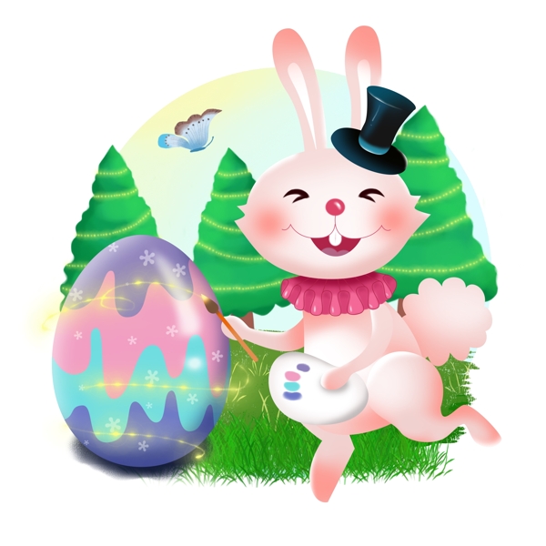 彩蛋可爱复活节手绘卡通兔子动物