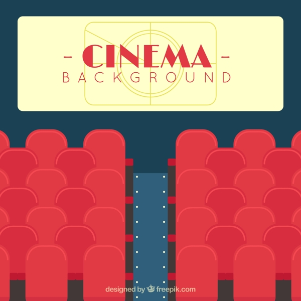 电影背景与红色座位屏幕