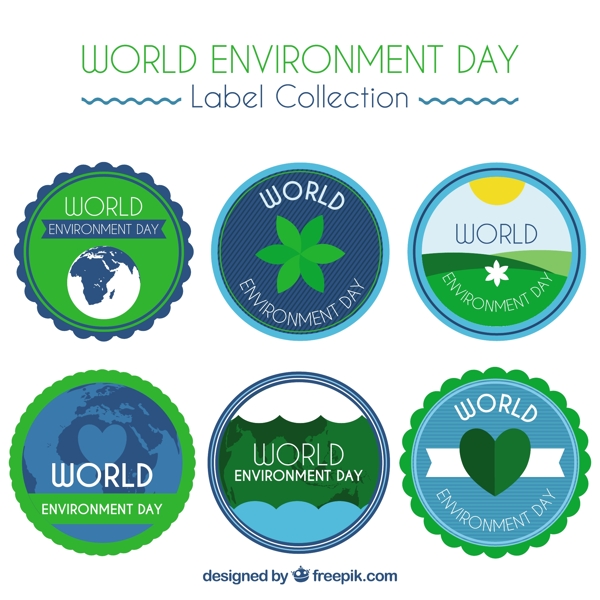 世界环境日圆形标签图标