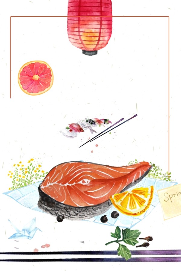 三文鱼日本料理背景