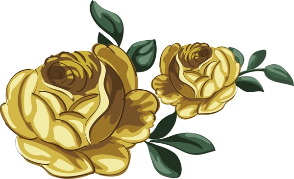 手绘黄色玫瑰花元素