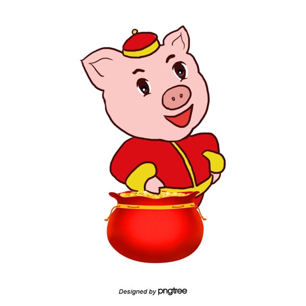 粉色的猪穿红色中国站双黄金包