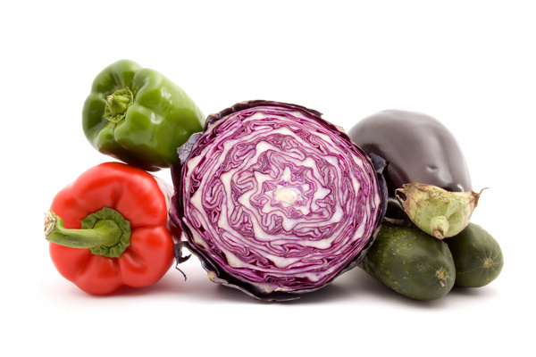 青菜和紫包菜和茄子图片