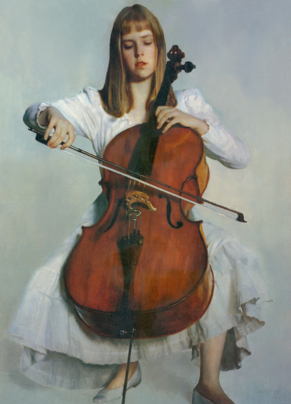 拉大提琴的姑娘图片