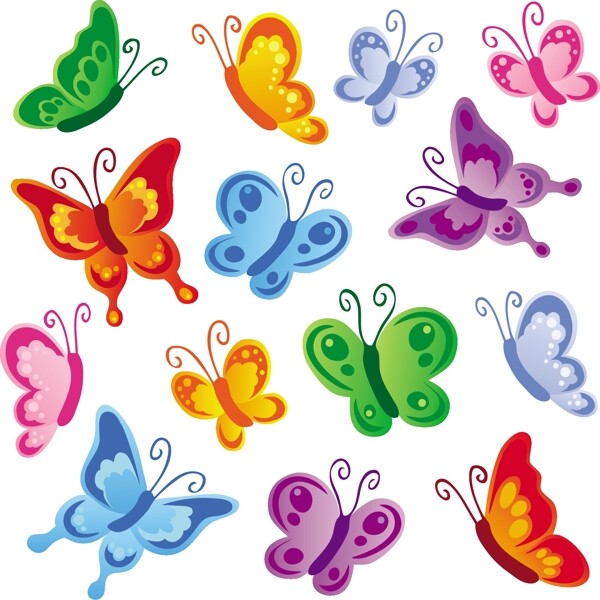 五颜六色的蝴蝶矢量素材