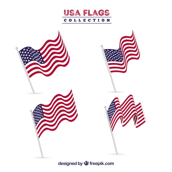 写实风格不同状态美国国旗矢量设计素材