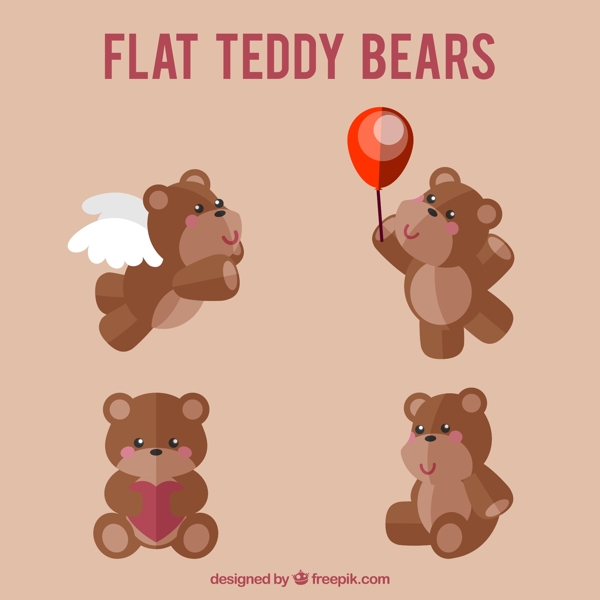 平的泰迪熊
