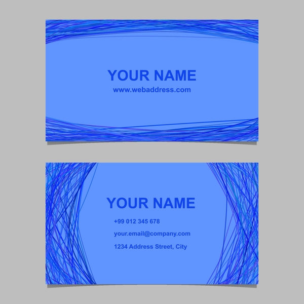 蓝色名片模板设计集矢量身份证插图与曲线