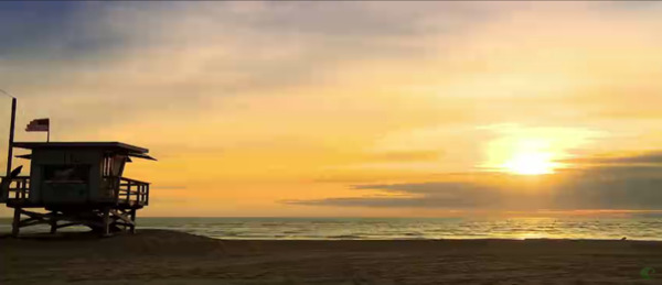 夕阳下的海景金色沙滩高清实拍视频素材