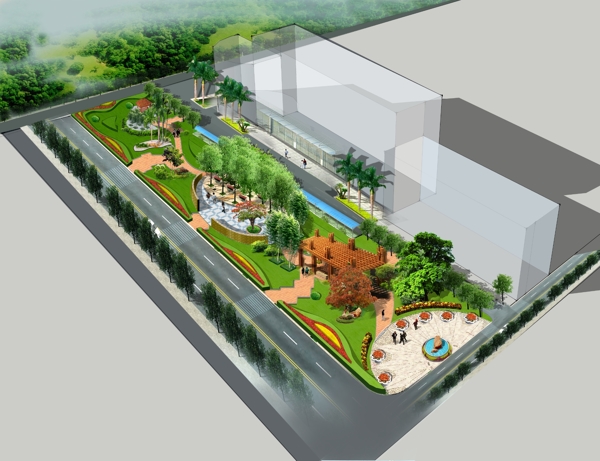 办公大楼园林设计景观设计图片