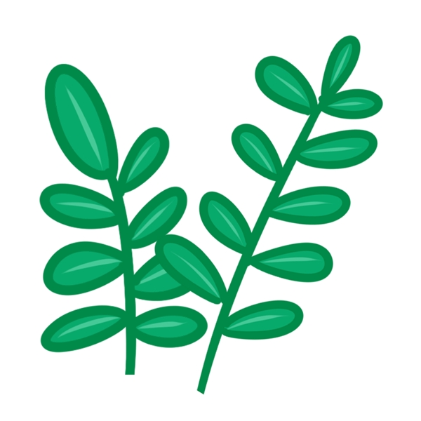 手绘的绿色叶子元素素材