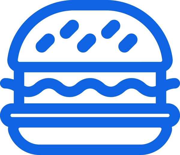 蓝色线描汉堡