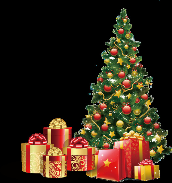 喜庆圣诞树圣诞礼物元素