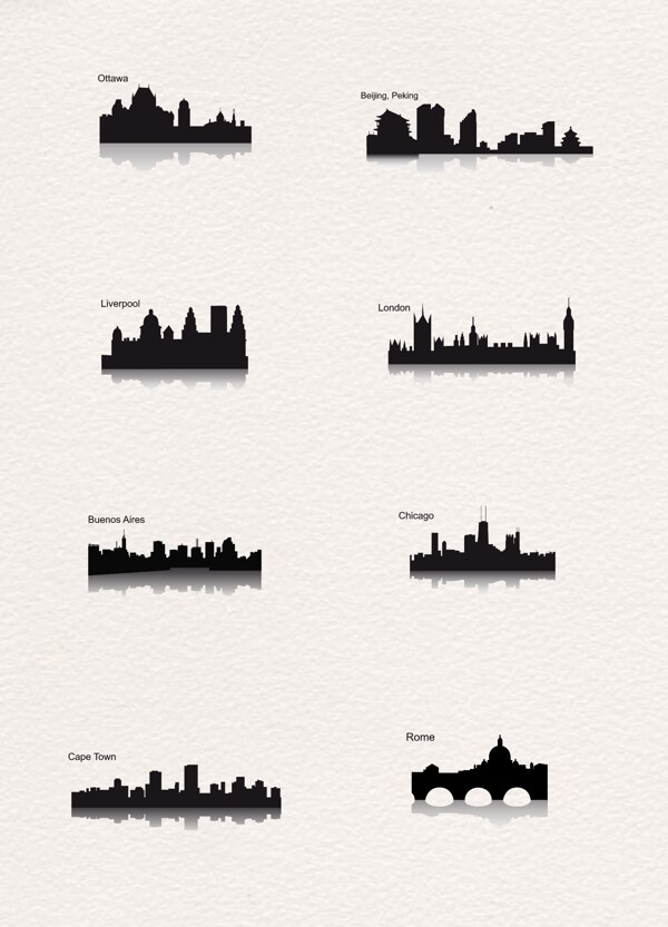 黑色简约城市剪影设计