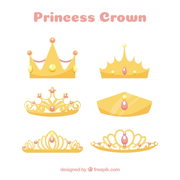 镶嵌红色珠宝的公主王冠矢量素材