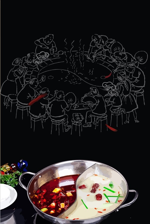 火锅美食特色料理背景