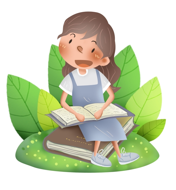 世界阅读日草地上看书的女孩