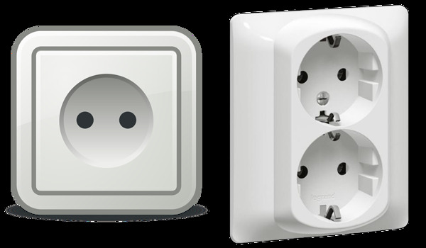 两个圆孔电源插座免抠png透明图层素材