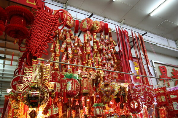 新年素材春节红灯笼鞭炮图片